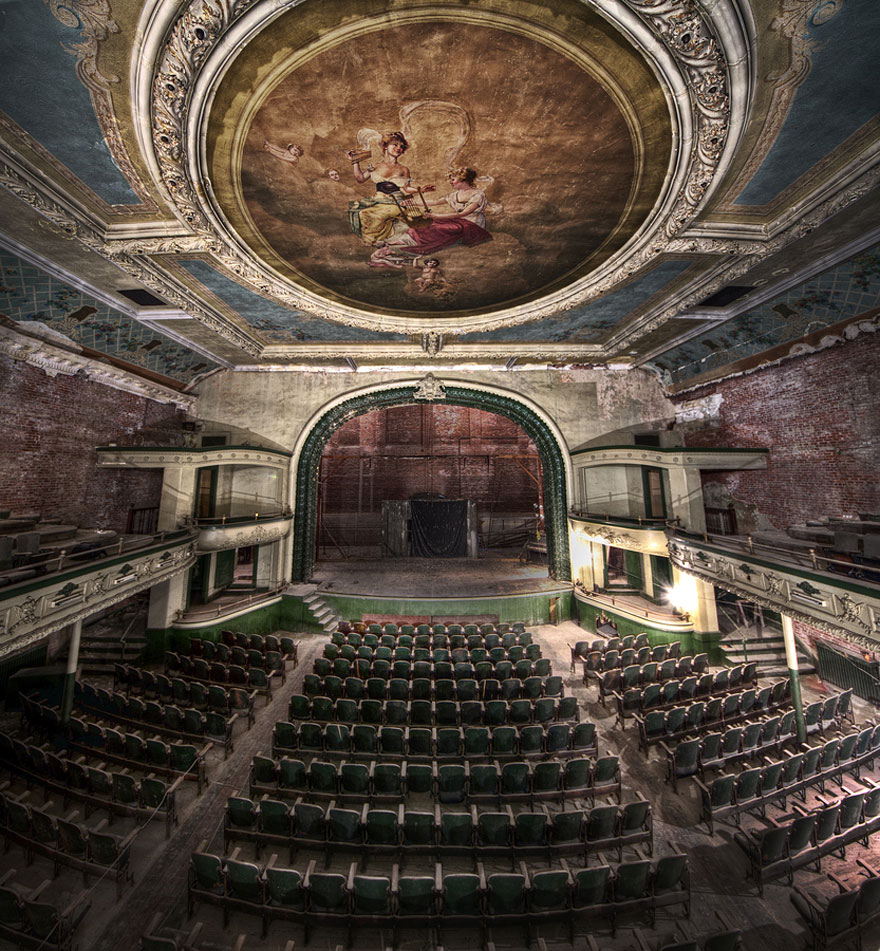 Abandoned scuffed spacious theater Abandoned scuffed spacious theater