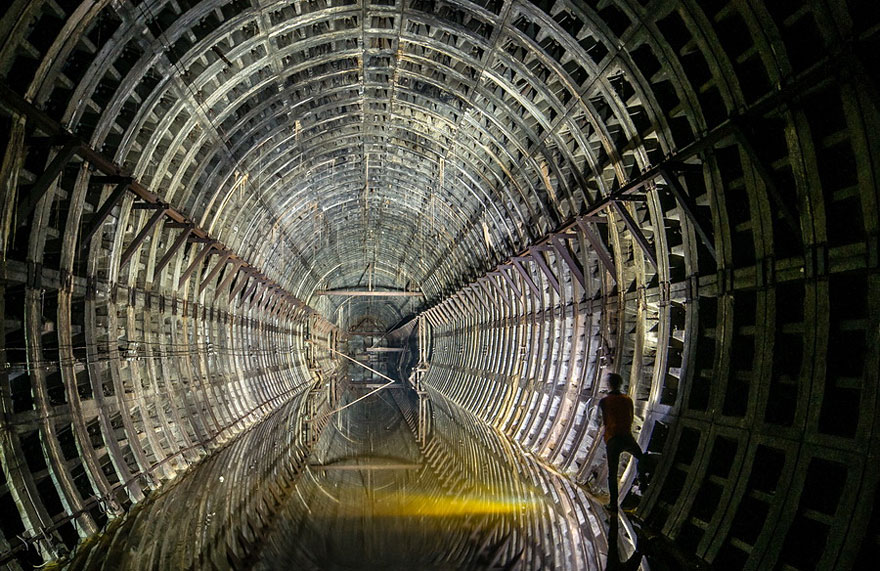 Abandoned subway station filled with water 