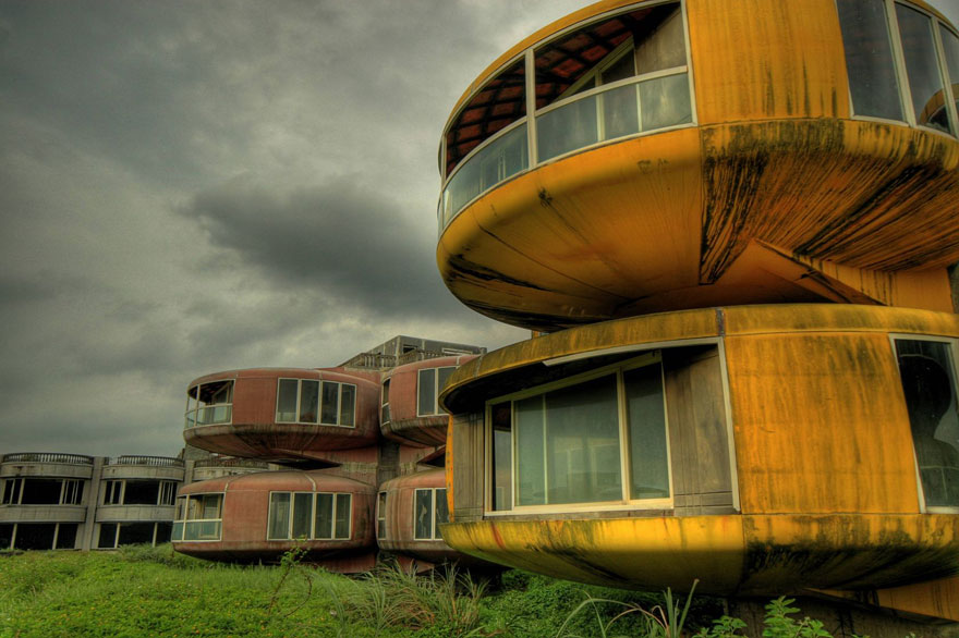 Abandoned colorful interesting shape buildings Abandoned colorful interesting shape buildings