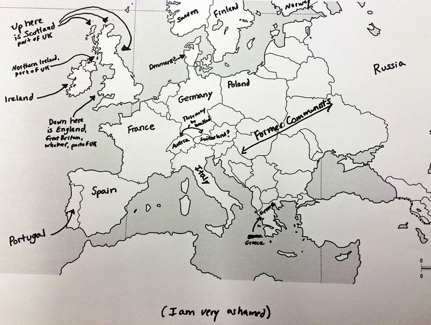 Americans Were Asked To Place European Countries On A Map. Here's What They Wrote: Americans Were Asked To Place European Countries On A Map. Here's What They Wrote: