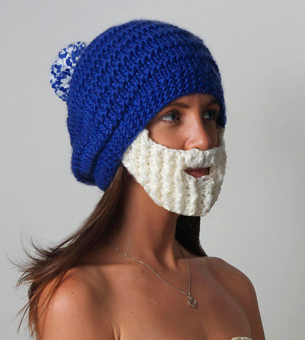 Cool Knitted Beard Hat with Detachable Beard