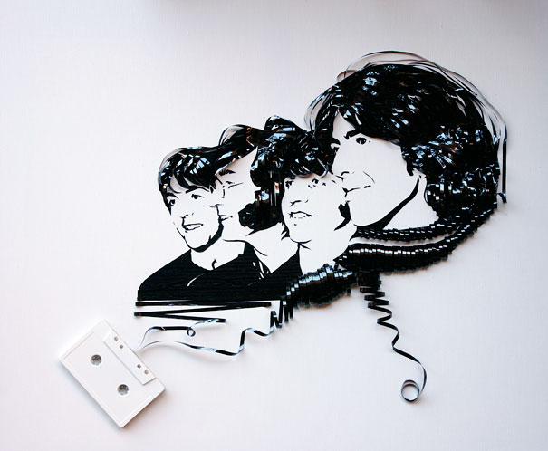 Celebrity Portraits Made Out Of Cassette Tapes