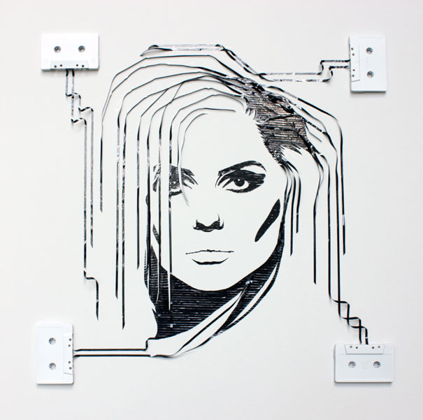 Celebrity Portraits Made Out Of Cassette Tapes