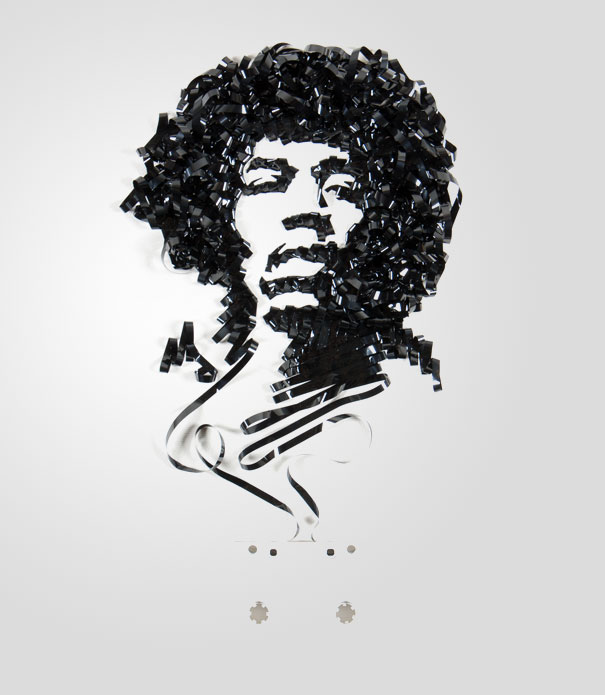Celebrity Portraits Made Out Of Cassette Tapes