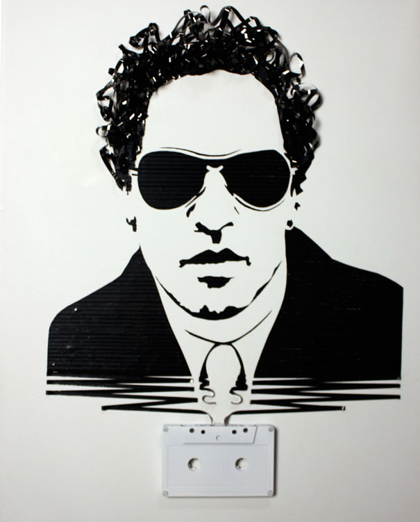 Celebrity Portraits Made Out Of Cassette Tapes