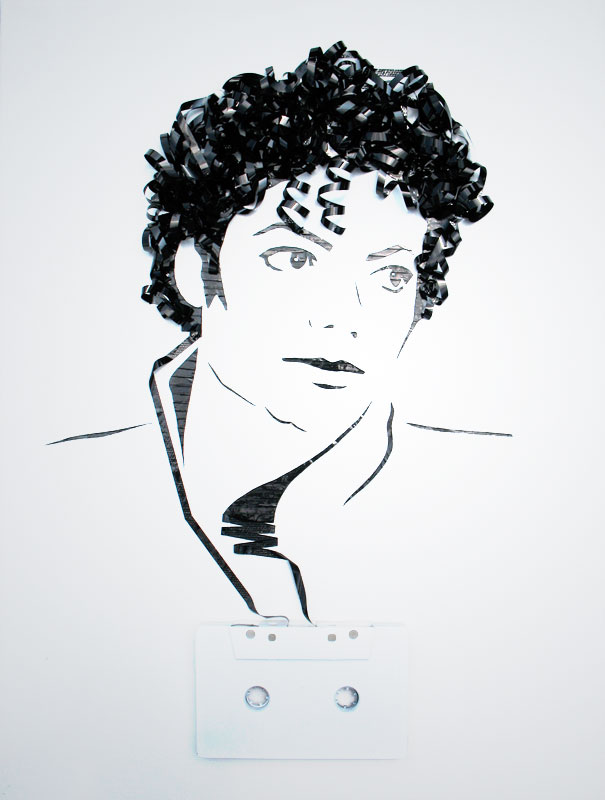 Celebrity Portraits Made Out Of Cassette Tapes