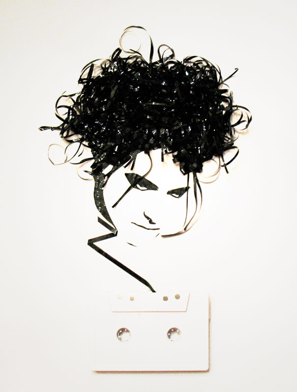 Celebrity Portraits Made Out Of Cassette Tapes