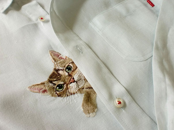 Embroidered Cat Shirts By Hiroko Kubota Go Viral And Sell Like Hot Cakes Embroidered Cat Shirts By Hiroko Kubota Go Viral And Sell Like Hot Cakes
