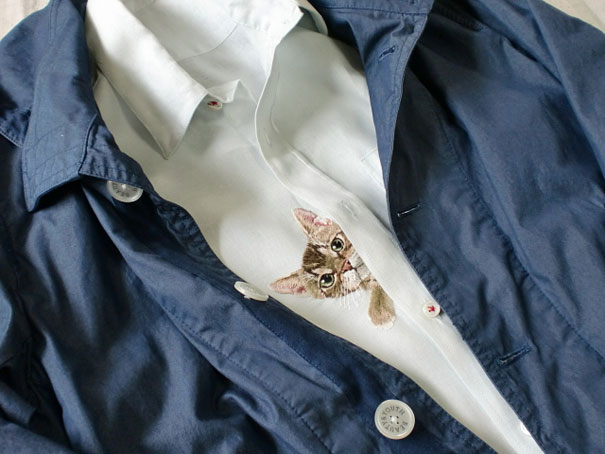 Embroidered Cat Shirts By Hiroko Kubota Go Viral And Sell Like Hot Cakes Embroidered Cat Shirts By Hiroko Kubota Go Viral And Sell Like Hot Cakes