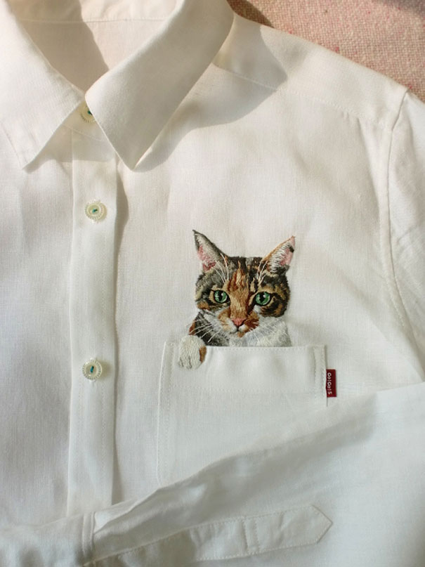 Embroidered Cat Shirts By Hiroko Kubota Go Viral And Sell Like Hot Cakes Embroidered Cat Shirts By Hiroko Kubota Go Viral And Sell Like Hot Cakes