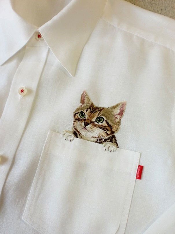 Embroidered Cat Shirts By Hiroko Kubota Go Viral And Sell Like Hot Cakes Embroidered Cat Shirts By Hiroko Kubota Go Viral And Sell Like Hot Cakes