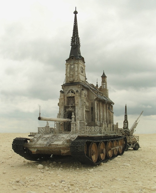 Churchtanks: Sculptures of Churches Turned Into Tanks 