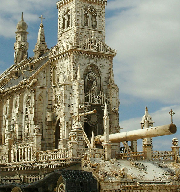 Churchtanks: Sculptures of Churches Turned Into Tanks 