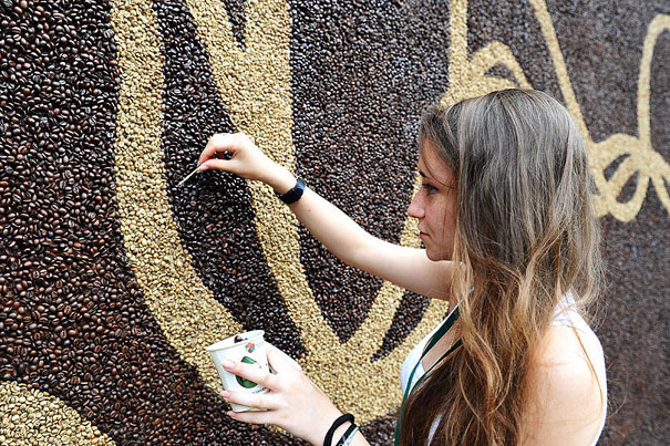 World's Largest Coffee Mosaic Made of 1 Million Coffee Beans