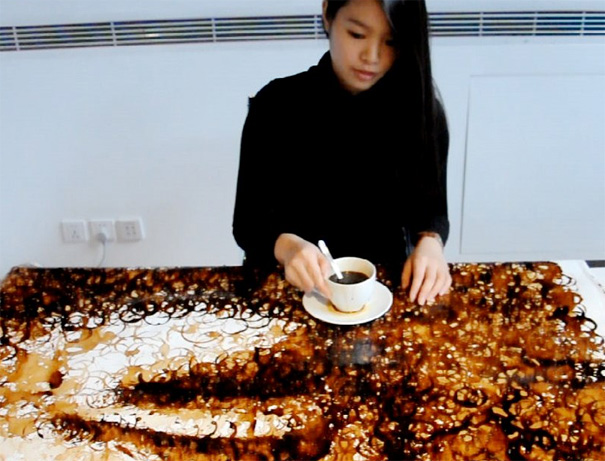 Coffee Stain Portrait by Hong Yi