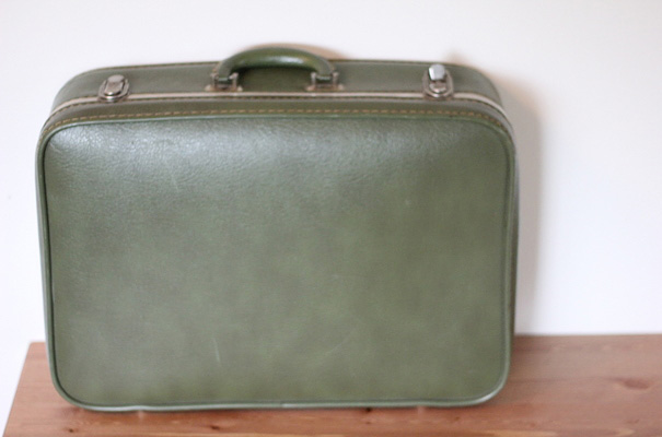Green vintage suitcase