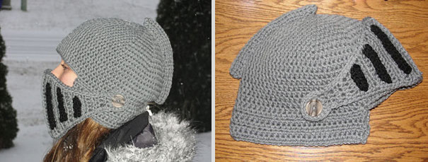 Crocheted Knight's Helmet Cap Crocheted Knight's Helmet Cap