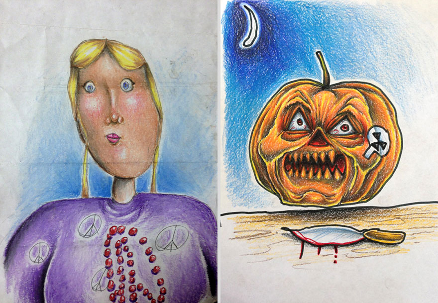 Creative Dad Colors His Kids' Drawings