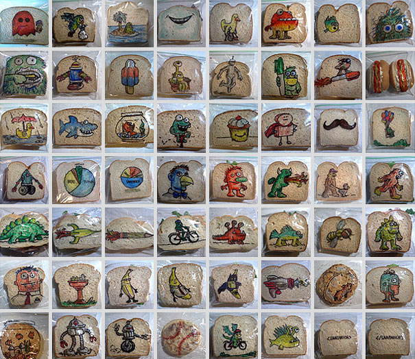 Dad Illustrates Kids’ Sandwich Bags with Fun Drawings Every Day