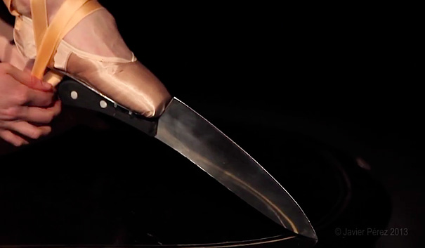 Ballerina Wears Knife Shoes to Perform En Pointe