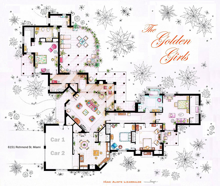 Artist Draws Detailed Floor Plans of Famous TV Shows Artist Draws Detailed Floor Plans of Famous TV Shows