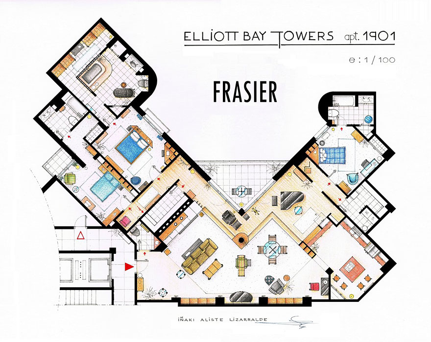 Artist Draws Detailed Floor Plans of Famous TV Shows Artist Draws Detailed Floor Plans of Famous TV Shows