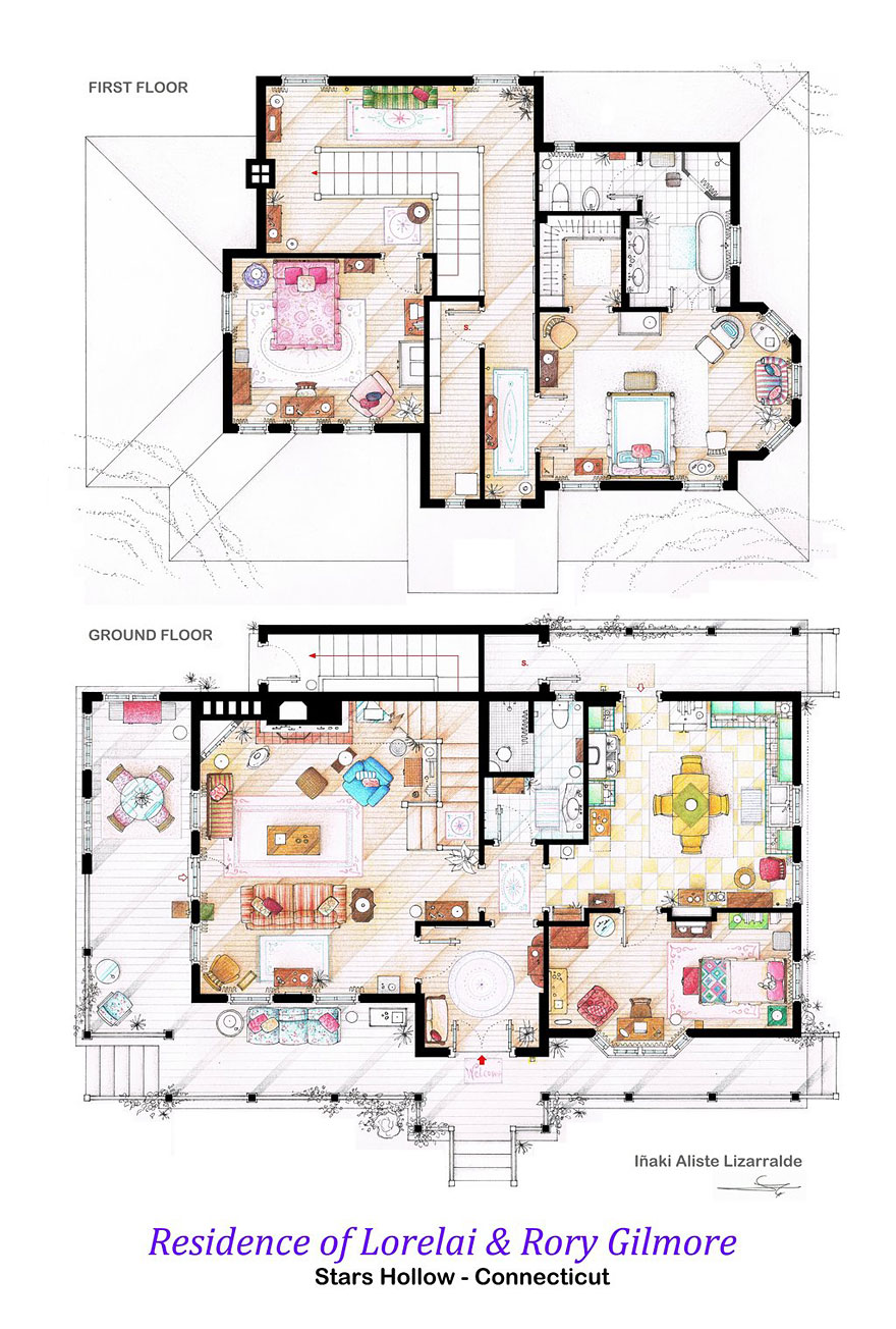 Artist Draws Detailed Floor Plans of Famous TV Shows Artist Draws Detailed Floor Plans of Famous TV Shows