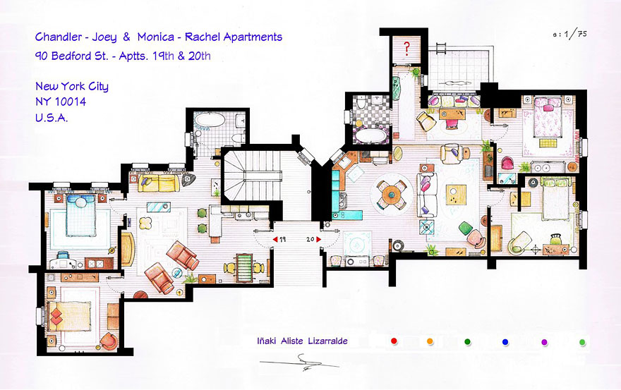 Artist Draws Detailed Floor Plans of Famous TV Shows Artist Draws Detailed Floor Plans of Famous TV Shows