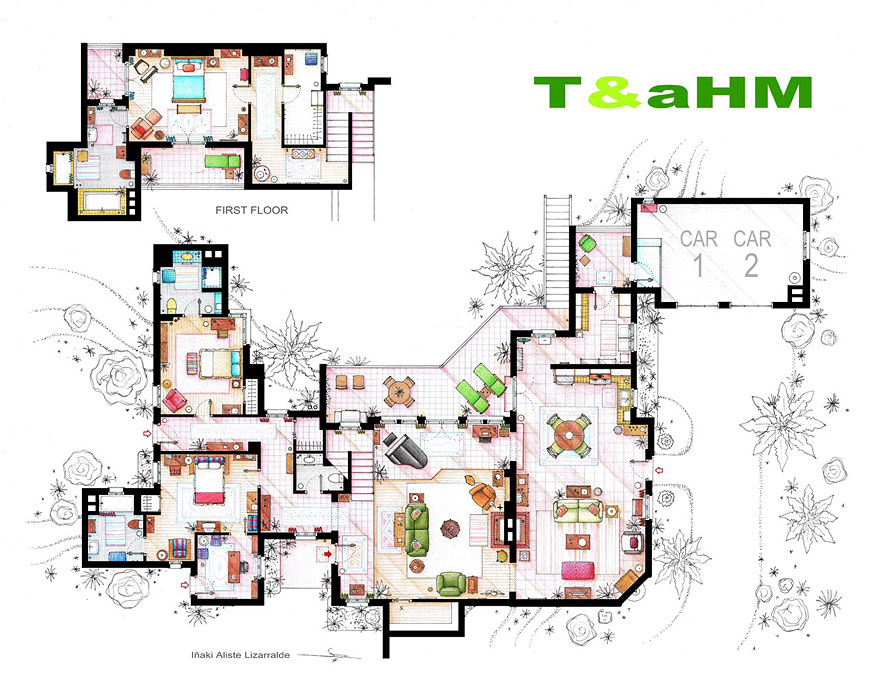 Artist Draws Detailed Floor Plans of Famous TV Shows Artist Draws Detailed Floor Plans of Famous TV Shows