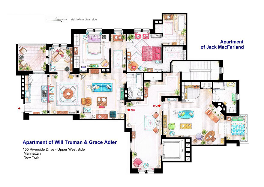 Artist Draws Detailed Floor Plans of Famous TV Shows Artist Draws Detailed Floor Plans of Famous TV Shows