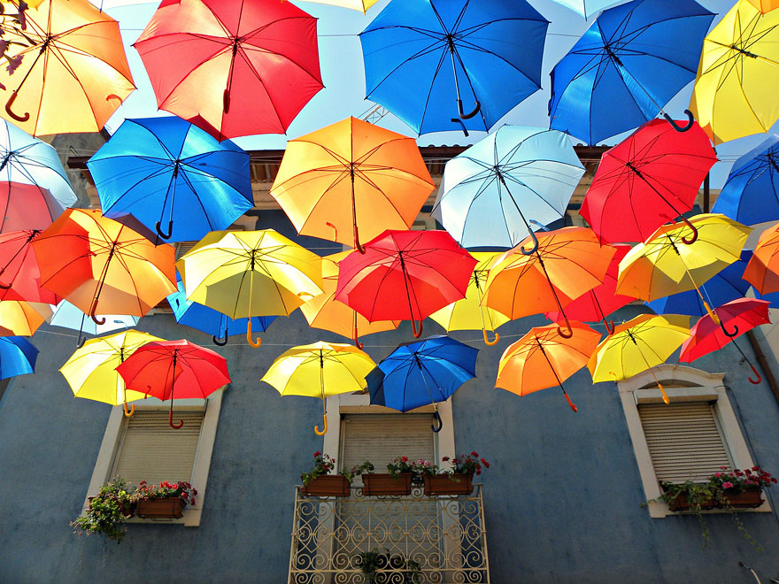 Hundreds of Floating Umbrellas Once Again Cover The Streets in Portugal Hundreds of Floating Umbrellas Once Again Cover The Streets in Portugal
