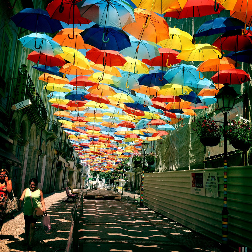 Hundreds of Floating Umbrellas Once Again Cover The Streets in Portugal Hundreds of Floating Umbrellas Once Again Cover The Streets in Portugal