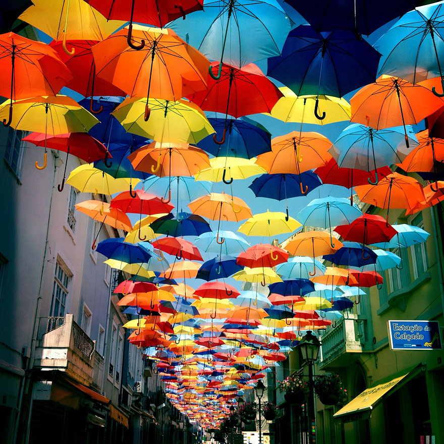 Hundreds of Floating Umbrellas Once Again Cover The Streets in Portugal Hundreds of Floating Umbrellas Once Again Cover The Streets in Portugal
