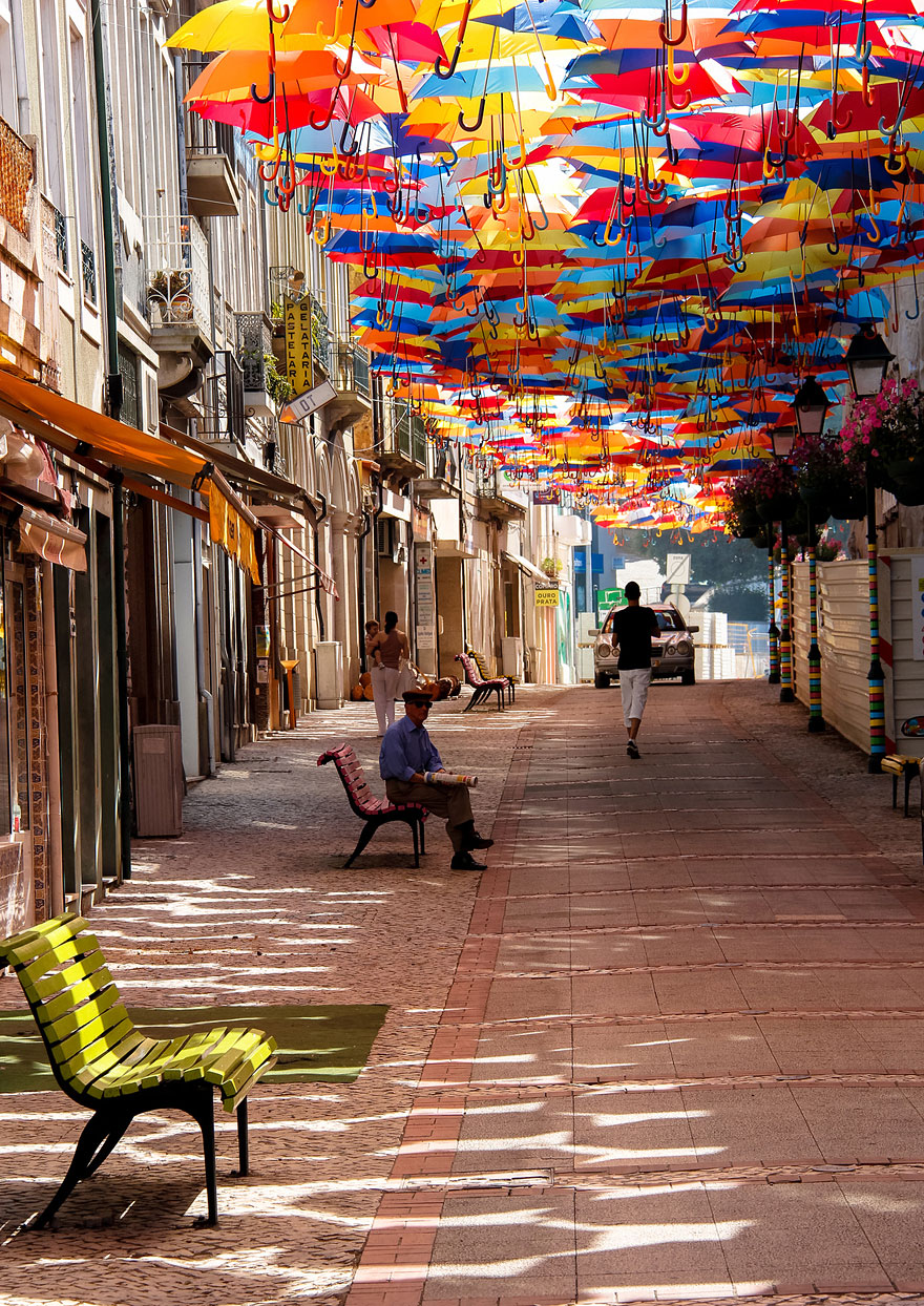 Hundreds of Floating Umbrellas Once Again Cover The Streets in Portugal 