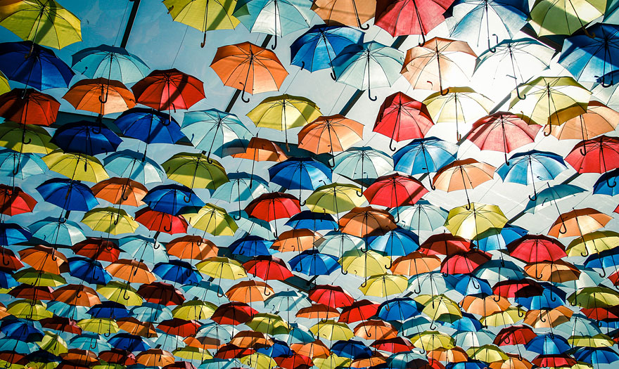 Hundreds of Floating Umbrellas Once Again Cover The Streets in Portugal 