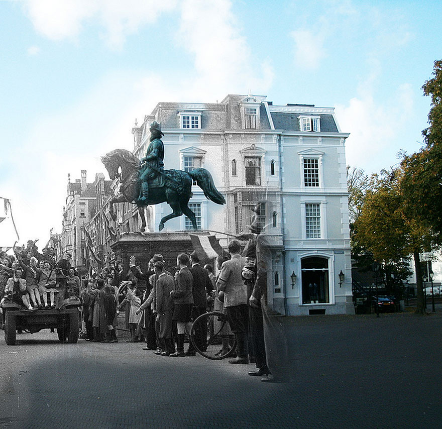 Ghosts of War: WWII Photos Superimposed on to Modern Street Scenes Ghosts of War: WWII Photos Superimposed on to Modern Street Scenes