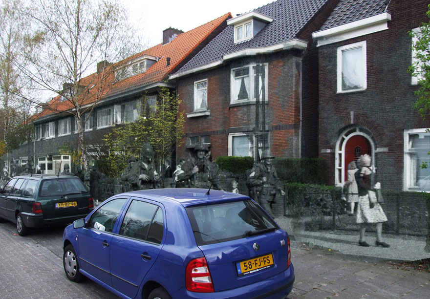 Ghosts of War: WWII Photos Superimposed on to Modern Street Scenes Ghosts of War: WWII Photos Superimposed on to Modern Street Scenes