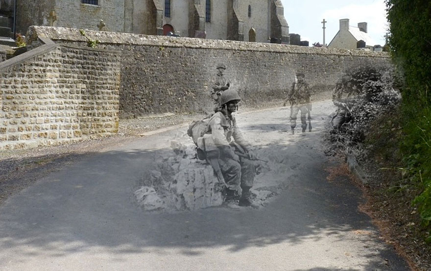 Ghosts of War: WWII Photos Superimposed on to Modern Street Scenes Ghosts of War: WWII Photos Superimposed on to Modern Street Scenes