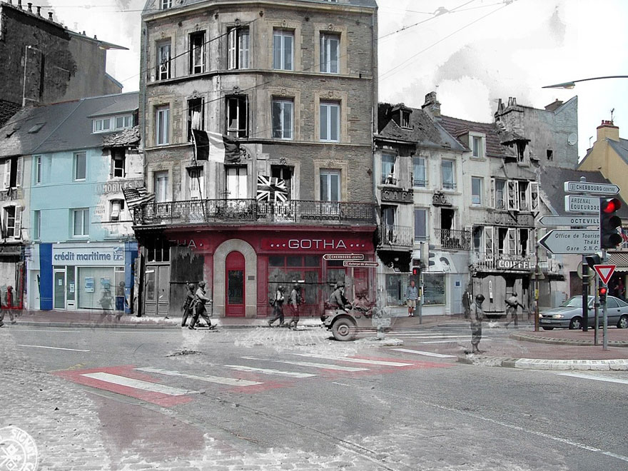 Ghosts of War: WWII Photos Superimposed on to Modern Street Scenes
