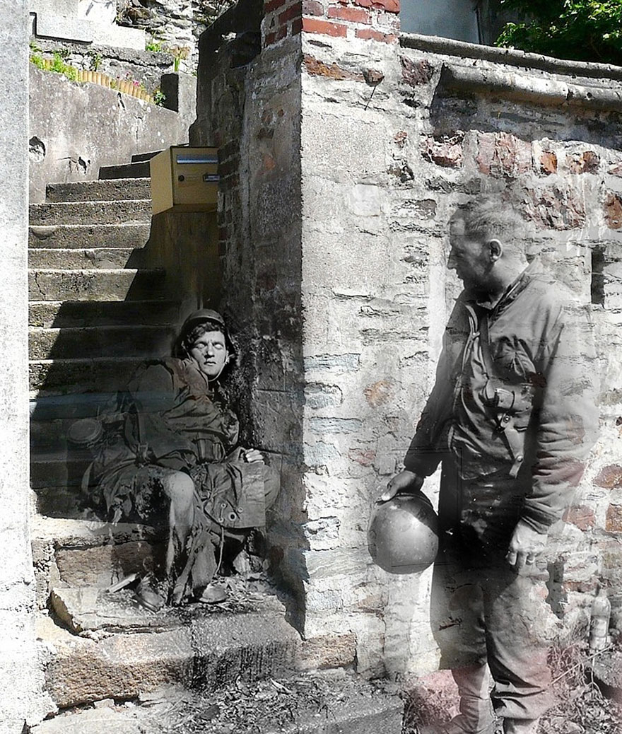 Ghosts of War: WWII Photos Superimposed on to Modern Street Scenes Ghosts of War: WWII Photos Superimposed on to Modern Street Scenes