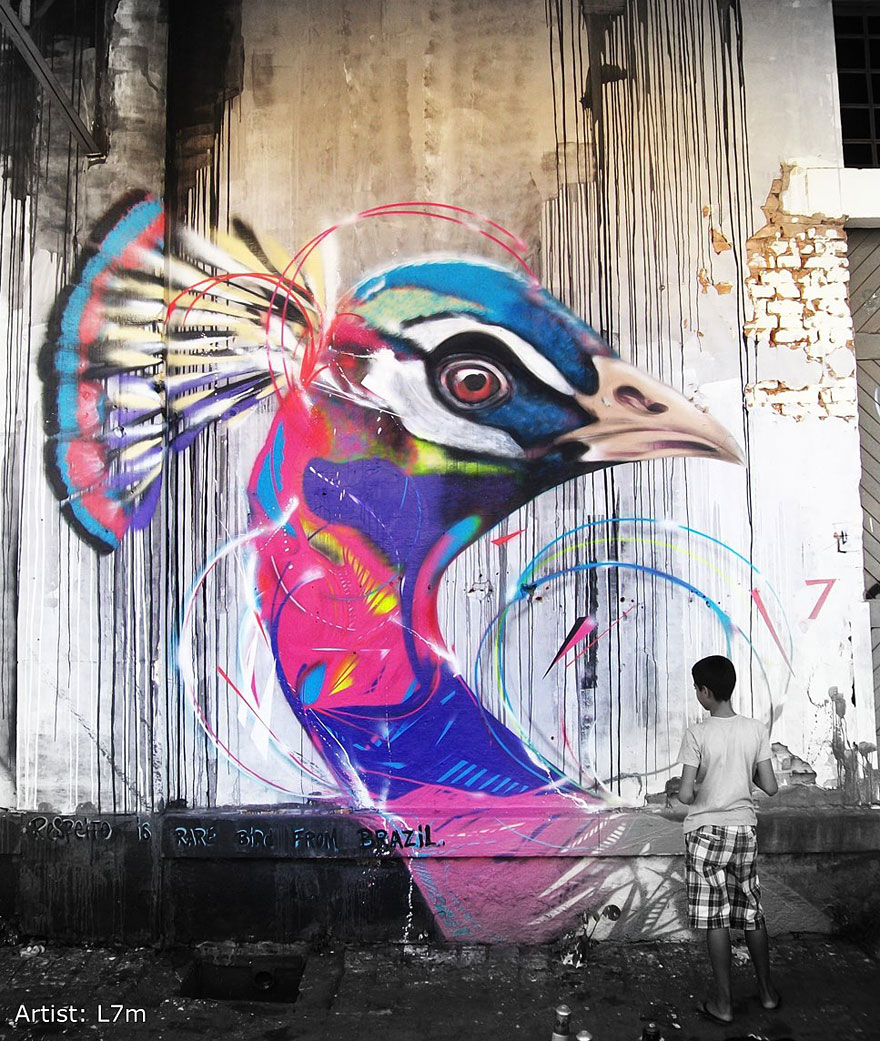 Mesmerizing Graffiti Birds on the Streets of Brazil by L7m Mesmerizing Graffiti Birds on the Streets of Brazil by L7m