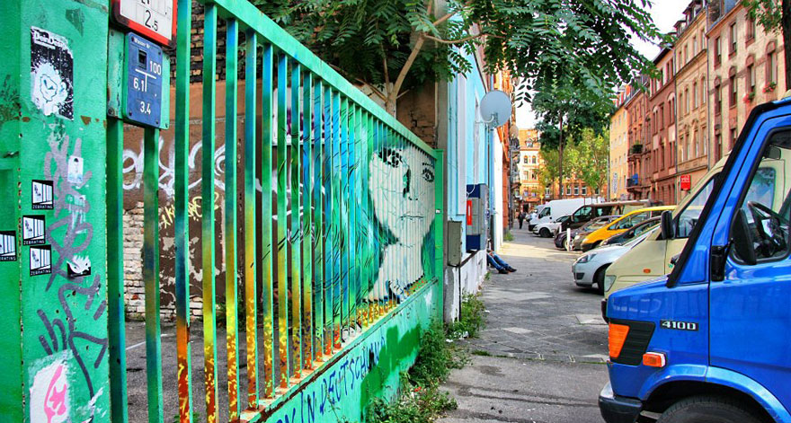 Hidden Railing Street Art That Can Only Be Seen From Certain Angle