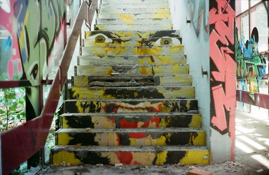 Hidden Railing Street Art That Can Only Be Seen From Certain Angle