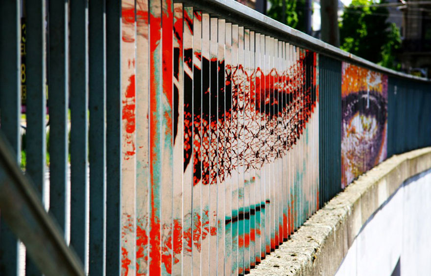 Hidden Railing Street Art That Can Only Be Seen From Certain Angle