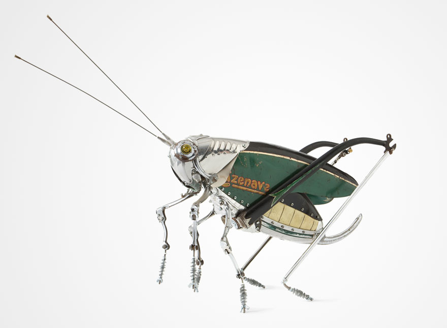 Artist Creates Amazing Insect Sculptures Using Nothing But Old Car Parts and Scrap Metal