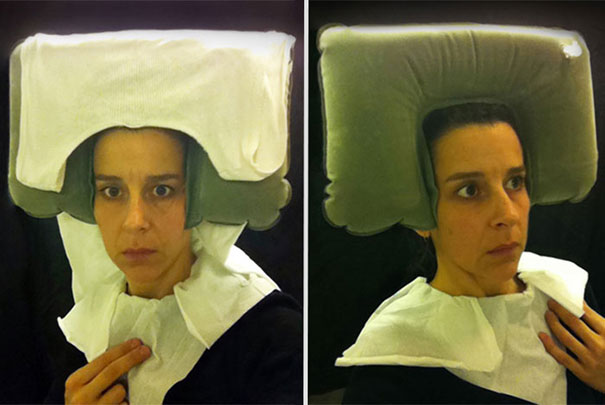 15th Century Flemish Style Portraits Recreated In Airplane Lavatory