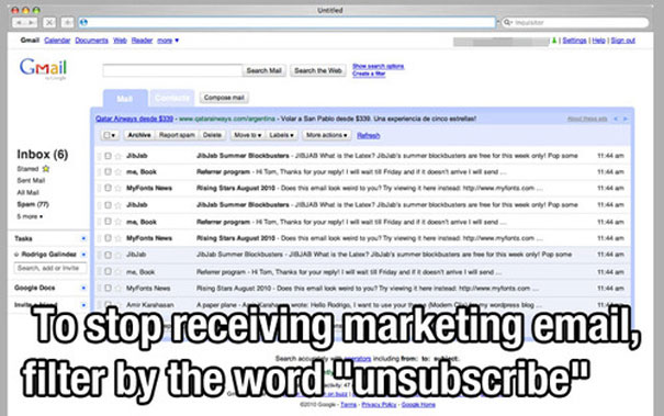 Screen of a mail page 