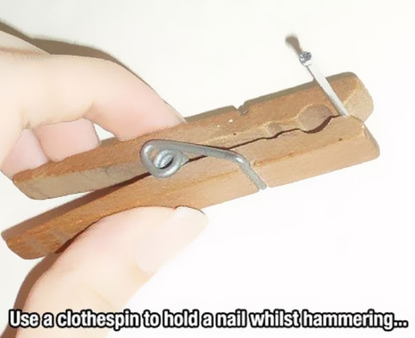 clothespin used to hold a nail in place clothespin used to hold a nail in place