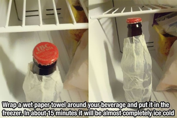 Toilet paper wrapped around a glass cola bottle in a freezer Toilet paper wrapped around a glass cola bottle in a freezer