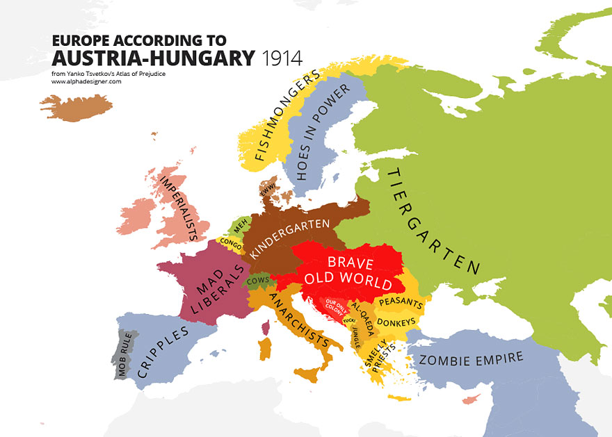 31 Maps Mocking National Stereotypes Around the World